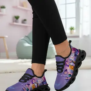 K-Pop Hunter Girl Shoes, Mesh Lace-Up Low-Top, Eva Sole Durable Casual Shoes, Sneakers Shoes, Trainer Footwear, Fashionable Daily Playwear for Kids