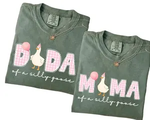 Comfort Color Silly Goose 1st Birthday Matching Family T-Shirts, Mama Goose T-Shirt, Dada Goose Tee, Gift for Mom and Dad, Matching Family Shirt, Custom Family Shirts, Full Size, Full Color
