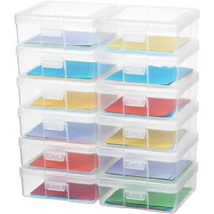 Stackable Plastic Clear Storage Box Containers with Latching Lid Art Craft Supply Organizer Storage Containers for Pencil Box Crayon Beads Jewelry 12 Pack Small Clear