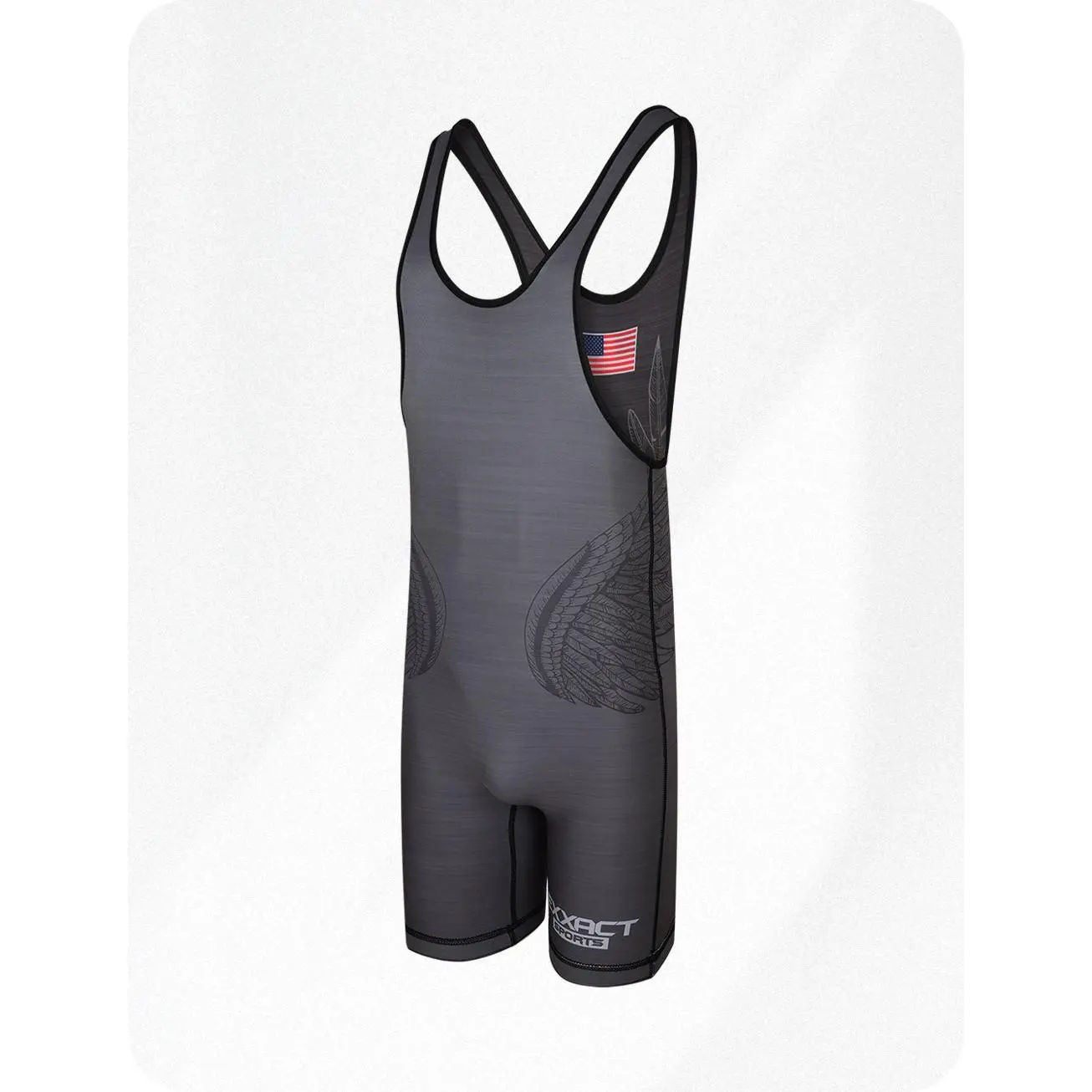 Exxact Sports Reversible Wrestling Singlet Men Single Ply - Youth Wrestling Singlet for Gymnastic, Powerlifting Singlet, MMA (Black / Gray)