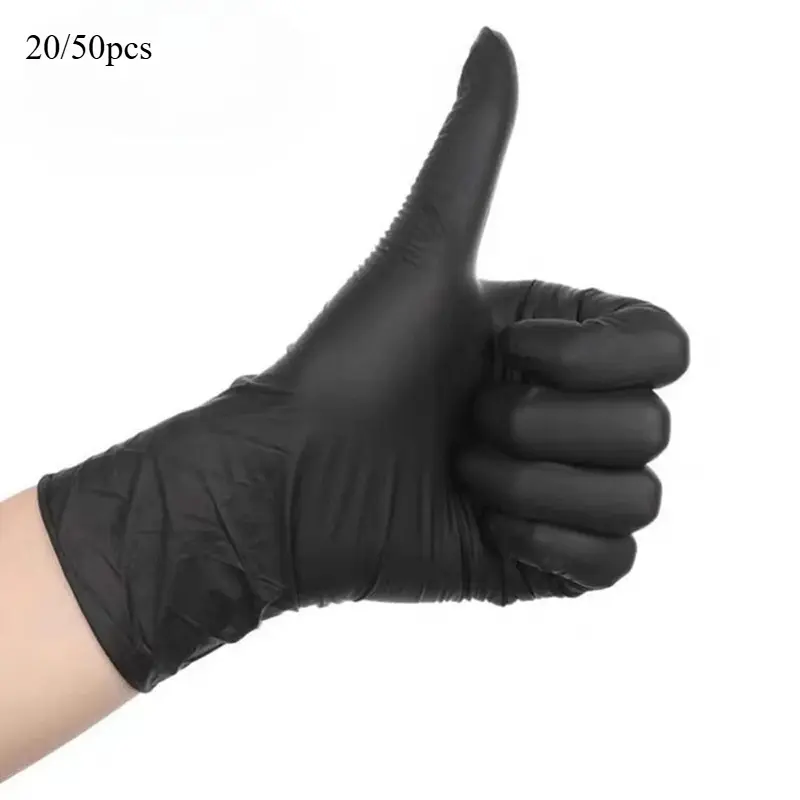 20/50pcs Black Disposable Gloves Kitchen Tattoo Household Cleaning Dishwashing Gloves PVC Latex Oil Free Oil Resistant Gloves Disposable PVC Black Nitrile Synthetic Gloves Hair Dyeing Waterproof Multifunctional For Car Repair Food Prepare