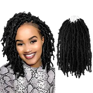 Butterfly Crochet Locs 10 Inch 6 Packs Pre Looped Crochet Butterfly Locs 10 In Short Natural Black Distressed Butterfly Locs Crochet Hair (10 Inch, 1B)