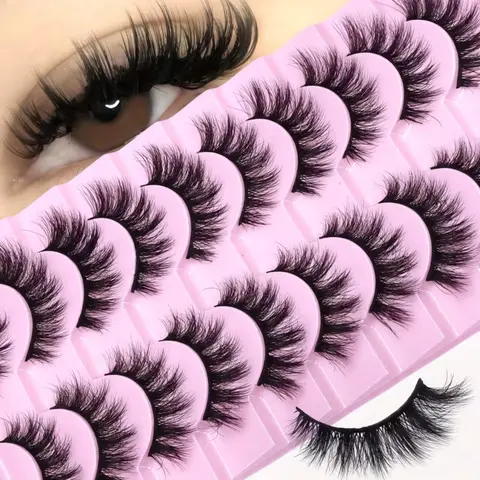 A Set of 10 Pairs of 3D Voluminous False Eyelashes Dramatic Volume Eyelash Designed for a Dramatic Look, Featuring Fluffy, Messy And Thick Lashes, Makeup, Eyelash Falsies