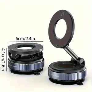 Super Folding Magnetic Car Mobile Phone Holder, Vacuum Suction Cup Rotates 360 ° Strong Magnetic Attachment Seat, Multi-Angle Omni-Directional Adjustment Suitable for Cars, Desktops, Walls