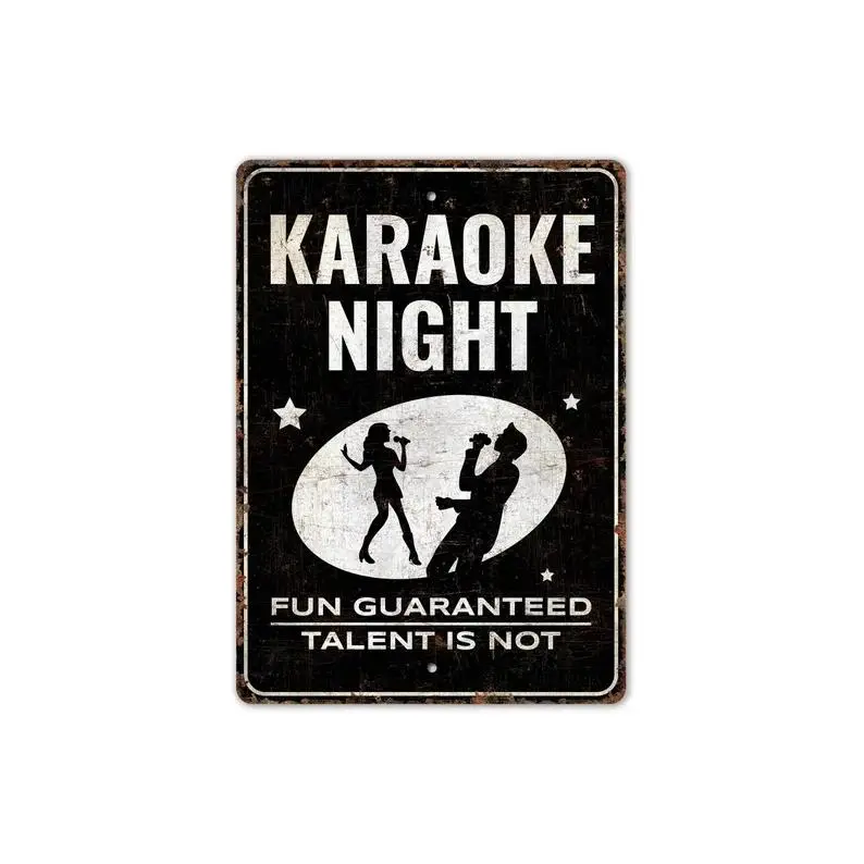 Karaoke Night Sign - Karaoke Sign - Karaoke Lover Gift - Karaoke Party Decor - Vintage Style Sign - Premium Quality Rustic Metal Sign