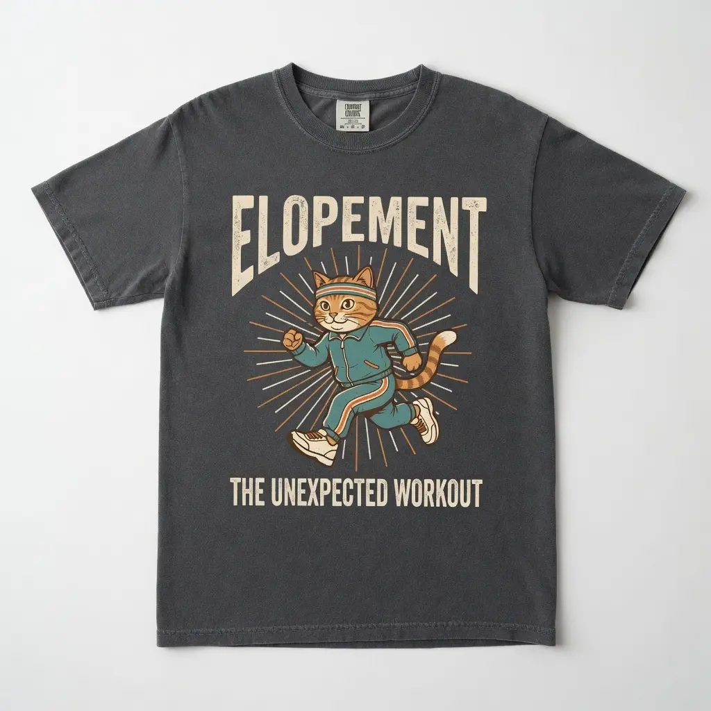 Comfort Colors Elopement The Unexpected Workout Shirt, Funny Autism Awareness Cat Tee, Neurodiversity Humor T-Shirt, Support Awareness Apparel