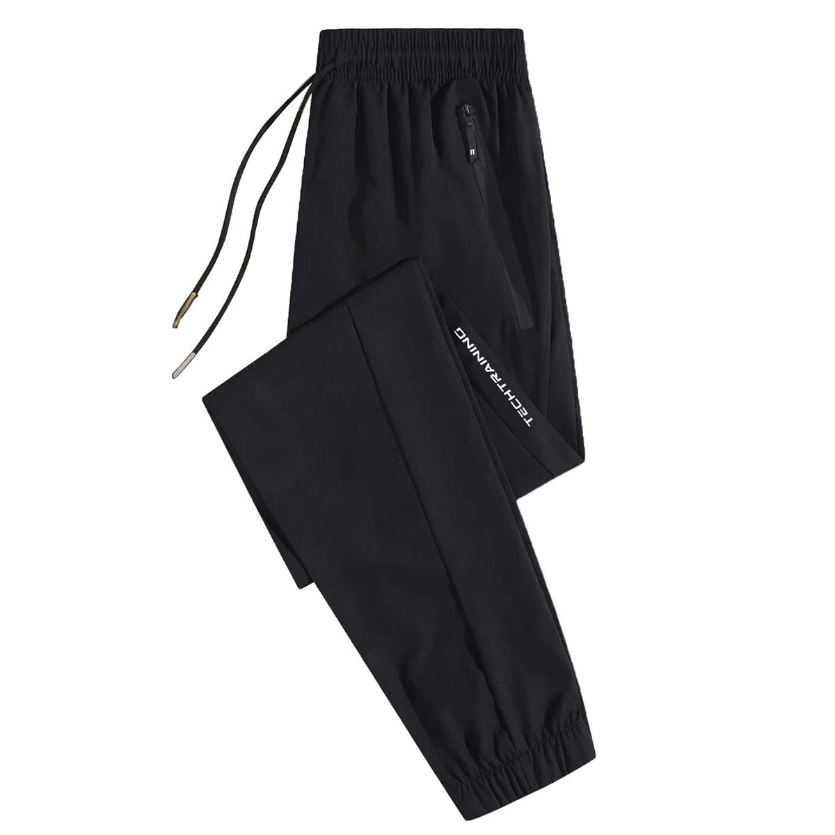 Men’s lightweight ice silk casual athletic pants with a drawstring waist, skin-friendly and comfortable, zippered pockets, suitable for warm weather and everyday wear.