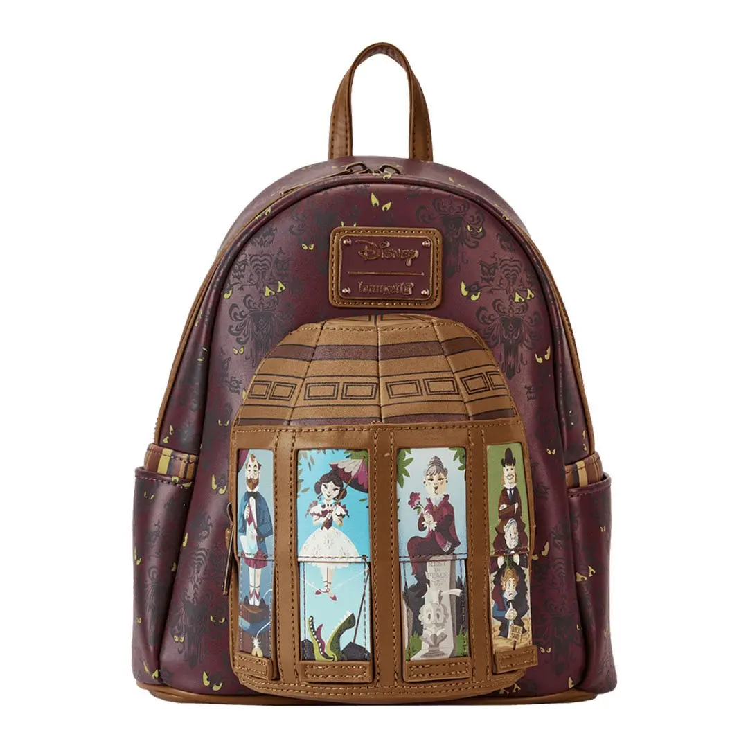 Loungefly Disney Haunted Mansion Portraits Women's Faux Leather Mini Backpack, Glow-in-the-Dark Daypack with Debossed Details, Backpacks Women, Casual Daypack, Adjustable Strap