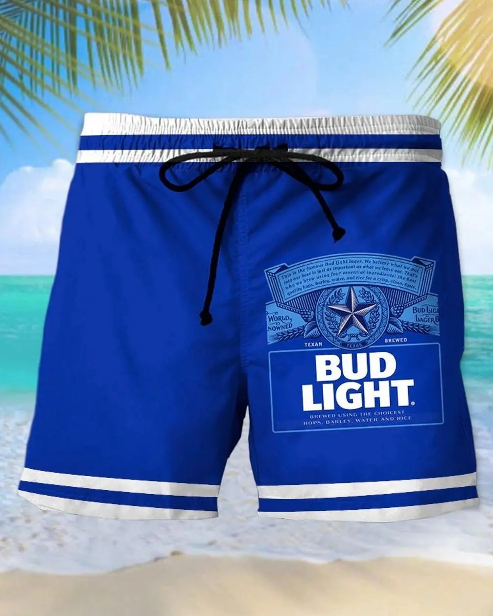 Bud Light Men's Casual Drinking Print Beach Shorts MT2