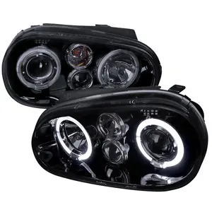 1999-2006 Golf Mk4 GTI/R32 Cabrio Dual Halo Projector Headlight Assemblies (Glossy Black Housing/Smoke Lens)