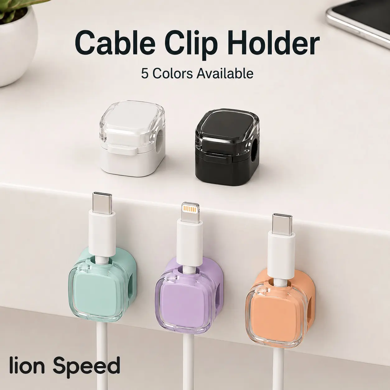 Magnetic Cord Organizer 6 Pack, Cable Clip Holder for Desk, Wall & Nightstand, Adhesive Cable Management Clips to Keep Charging Cables in Place
