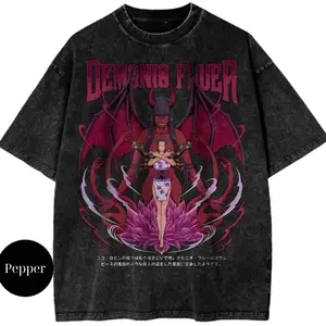 Nico Robin One Piece Anime Streetwear Vintage UnisexAcid Wash Tshirt, Crewneck Medium Cotton Short Slevee Casual Printed Summer Streetwear Tshirt DAB V86