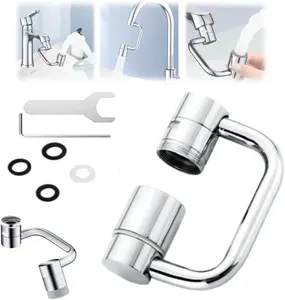 1080-Degree Swivel Waterfall Bathroom Faucet Extender, Solid Brass Sink Attachment with Rotatable Faucet Aerator for Face Washing, Hand Washing