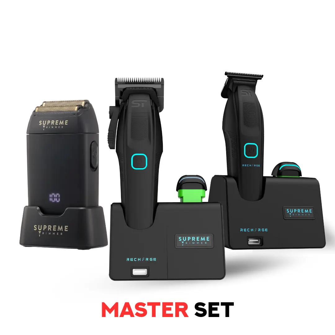 Supreme Trimmer 3-in-1 Master Set - Cordless Barber Haircut Kit with Recharge Clipper & Trimmer for Precision Haircuts Brush