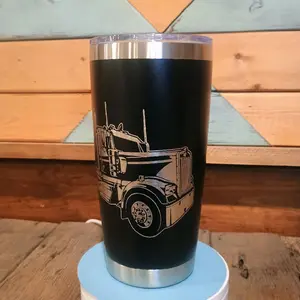 20-30oz Kenworth Day Cab 2.0 Gear Jammer Laser Engraved Portable Mug with Lid, Stainless Steel, Available in 3 Colors, Easy to Carry, Reusable - Flasks, Washable, Bottled Drinkware Tumbler Beverage Stylish Cup