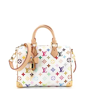 Pre-owned Louis Vuitton Canvas Coated Top Handle Bags x Takashi Murakami Speedy Soft Bandouliere Bag Monogram Multicolor 25 by Rebag