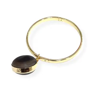 Ojo semilla Bangle Gold Plated 14 k with Black Bead and Gold Finish