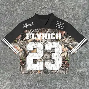 Sopula Retro Flex No 23 Blokecore Style Star V-Neck Cotton T-Shirt