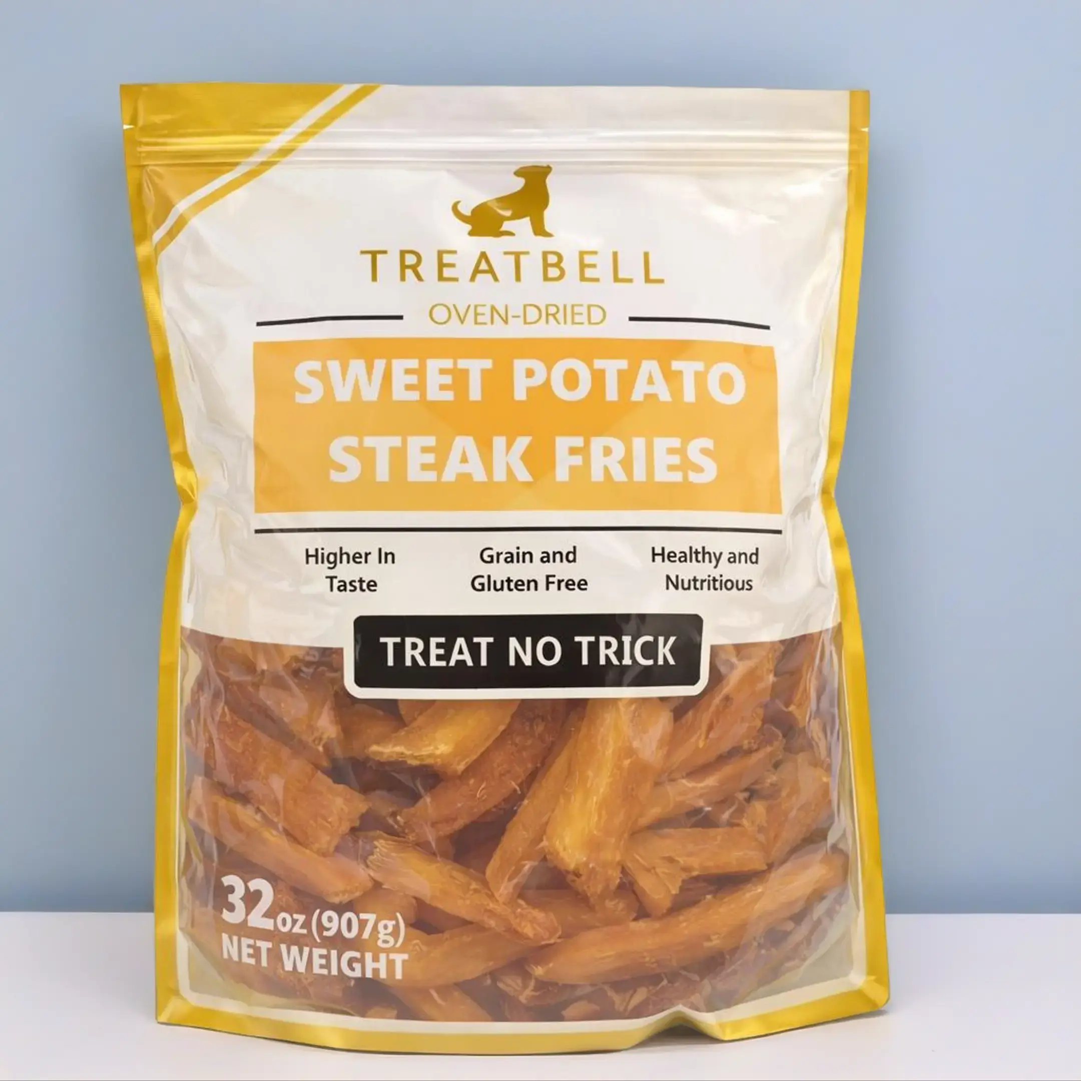 2lbPureSweetPotato Dog Treats, TreatBell,All-Natural Single-Ingredient Long-Lasting Firm Chews— No Added Softening Agents, Low-Fat High-Fiber Digestive Aid, Grain-Free Hypoallergenic Snacks That Supports Teeth & Digestive Health