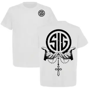 S-i-g Sauer Forged in Faith 2 Sided T-Shirt for Men Tactical Gear Perfect for S-i-g Sauer Fans Top Menswear Medium