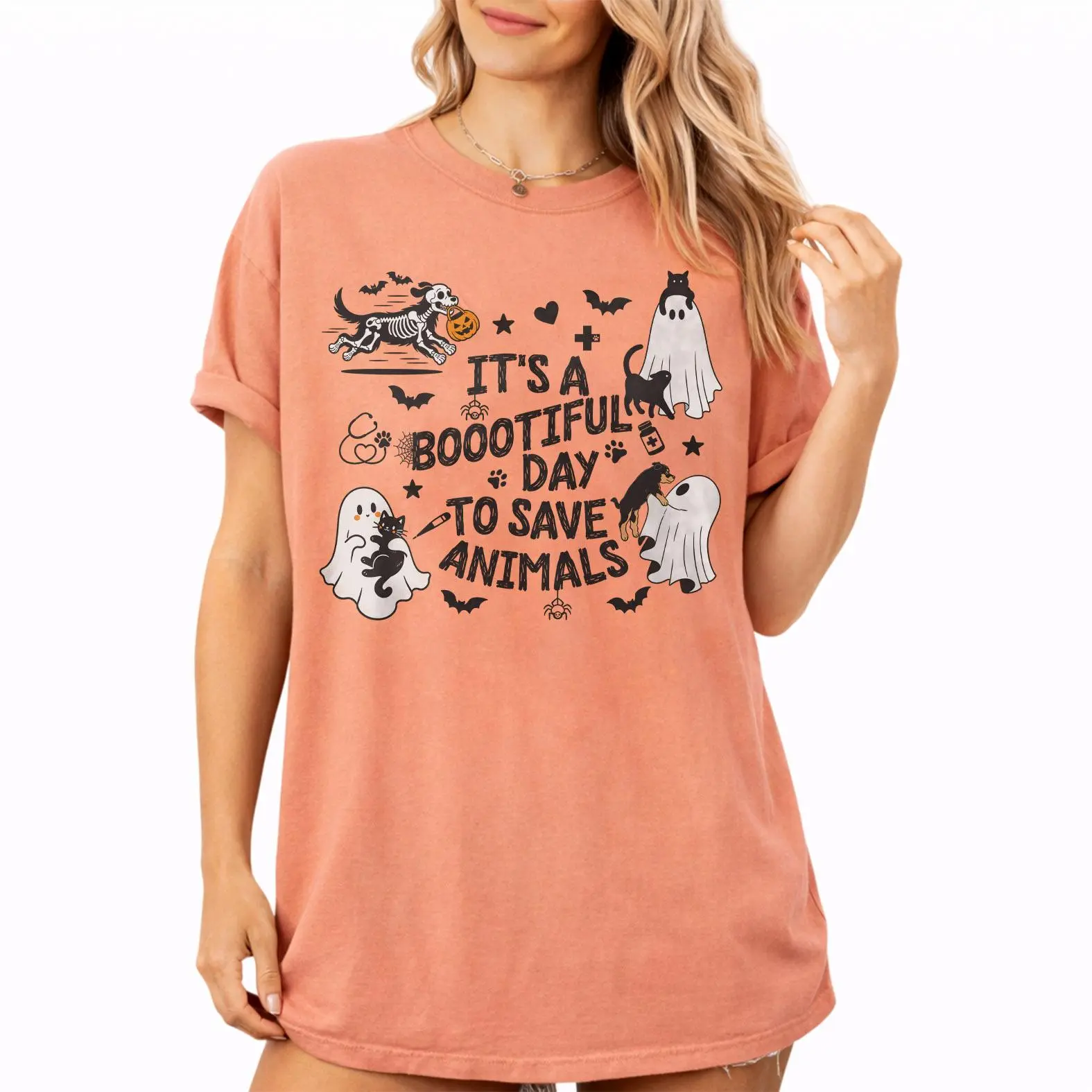 Comfort Colors It's a Boo-tiful Day to Save Animals Shirt, Halloween Vet Tech Graphic Tee, Animal Rescue Shirt, Gift for Vet Techs