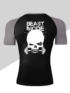 Men's Dragon Print Compression T-Shirt, Quick-Dry Breathable Stretch Fabric, Tight-Fitting Short Sleeve Top for Fitness and Outdoor Activities, Halloween