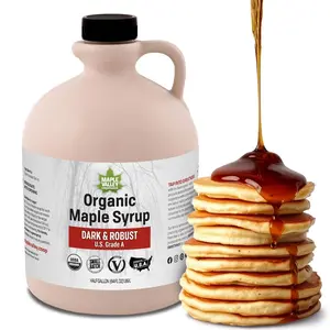 Valley Organic Pure Maple Syrup, Dark Robust Better Than Pancake Syrup, Use for Coffee or AllNatural Sugar Substitute in Cooking and Baking (64oz Plastic Jug)