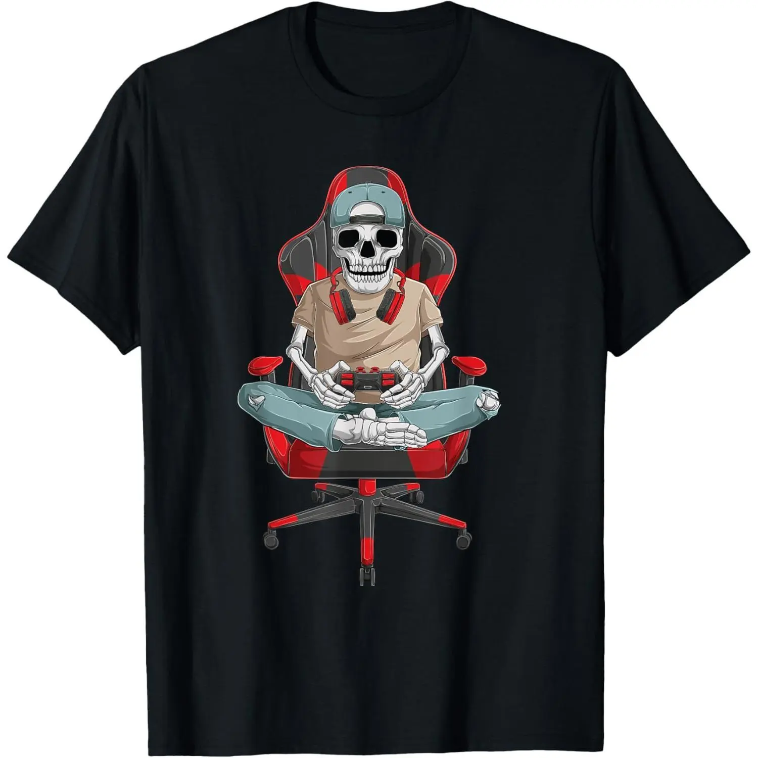 Men's Clothing Men Graphic Tee Shirts Humor Shirts Halloween Skeleton Gamer Video Gaming Boys Men Teens T-Shirt  Casual Top, Made in USA
