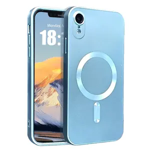 Magnetic phone case for iPhone X XS XR XSMAX with matte luxurious metallic luster design and full camera lens protection