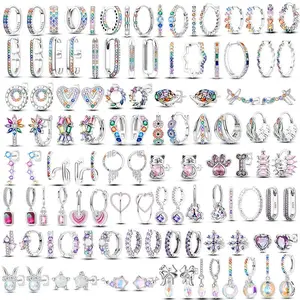 Pink Cat Paw Earrings 925 Sterling Silver Original Large Pink Barbie Love Heart Hoop Earrings For Women Cute Romantic Jewelry