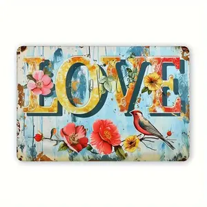 Vintage Metal Tin Sign Love Peace Hanging Tin Painting Decorative Wall Art Indoor Outdoor Decoration 12X8 Inch