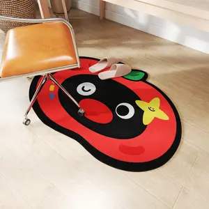 Cute Cartoon Apple Penguin Rug, Soft Plush Non-Slip Mat, Ideal for Living Room, Bedroom, Kitchen, Office, Home Decor