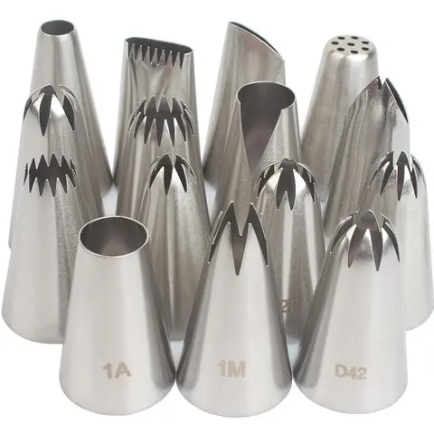 Stainless Steel Cake Decorating Tips Set, 15pcs/set Cake Decorating Tool, Pastry Decorating Tools for Cake, Cupcake, Cookie, Cake Decoration Supplies