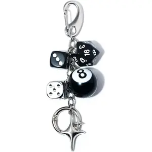 8 Ball Dice Charm Keychain - Cute Bag Purse Handbag Accessories - Y2K Aesthetic Key Chain for Women Men
