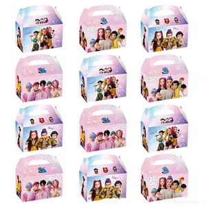 12pcs Birthday Party Anime Cartoon Candy Bags Cornucopia Box Invitation Card Decoration Storage Box Set Party Decoration Supplies