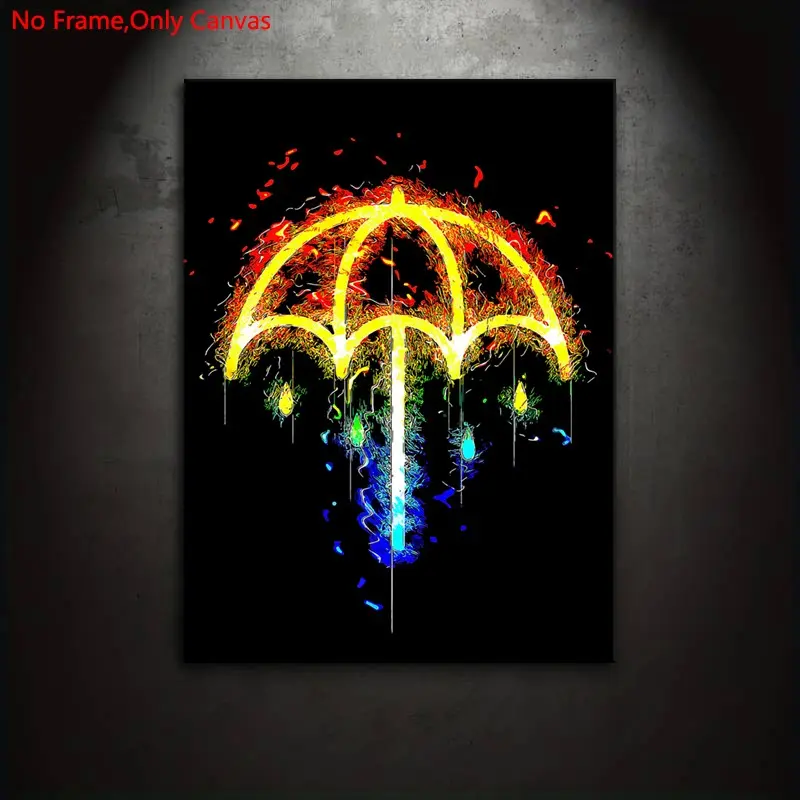 1 Piece/Set Frameless Canvas Painting Print Poster,Classic Abstract Expressionism Symbolism Neon Pop Art,BMTH Band That's the Spirit Album,Perfect Gift Rock Music Fans,Bedroom,Study,Office,Living Room,Dorm Hallway,Kitchen,Mural,Wall Decoration,Room Decor