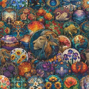 Y2K Vintage Painted Glass Window Round Stickers 50pcs, Decorative Waterproof Vinyl for Phone Cases, Laptop Journals, Craft Making