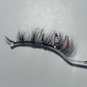 Pink Conejita Color Themed Eyelashes with Glitter & Rhinestones, Unique Glamorous Lashes for Flawless Eye Makeup - Cosmetic natural lash extension