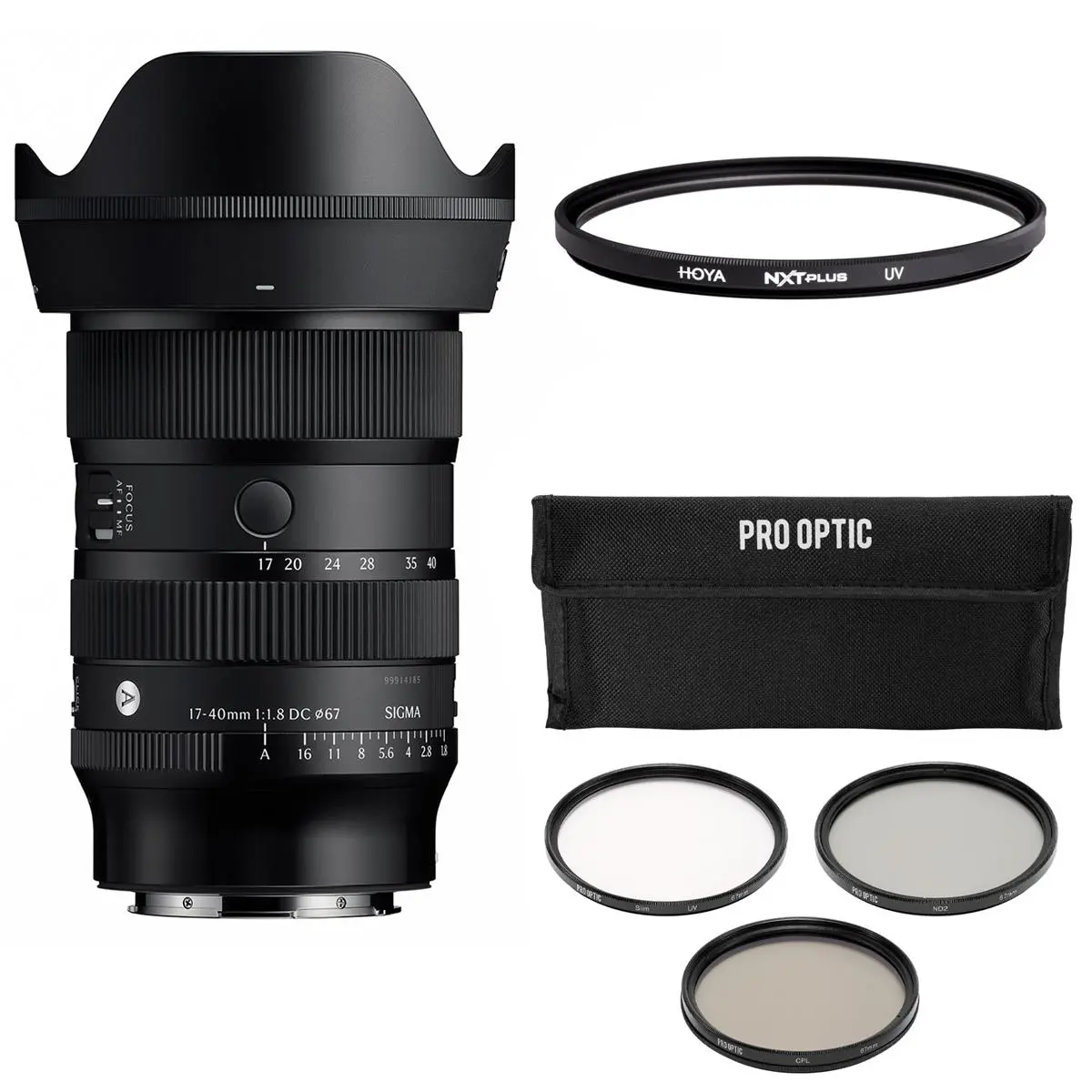 Sigma 17-40mm f/1.8 DC Art Lens, L Mount, Bundle with 67mm Filter Kit and UV Filter