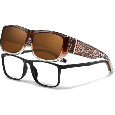 Female Oversized Rhinestone Rectangle Fit-Over Sunglasses for Women - UV400 Protection, Polyamide Statement Frame, Outdoor Eyewear Shades, Large Cut Women's Sunglasses, Chic Shade Finds, Model TS4204 for Driving & Daily Use