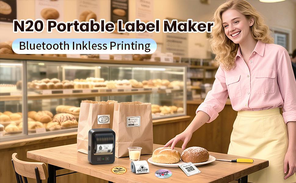 Label Maker Machine with Tape, Wireless Bluetooth Label Maker Sticker Printer for iOS, Android, Windows, Mac, Chromebook, Portable Thermal 2 Inch Label Printer for TT Shop, Etsy, Shopify and Local Small Business, Barcode, Address, Logo, Clothing