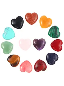 20mm Hearts Set (3/5/8/12PCS) - Natural Healing Crystal, Natural Crystals, Crystal Ornaments for Love & Peace, Positive Energy Decor, Spiritual Gift, Home Office Decor
