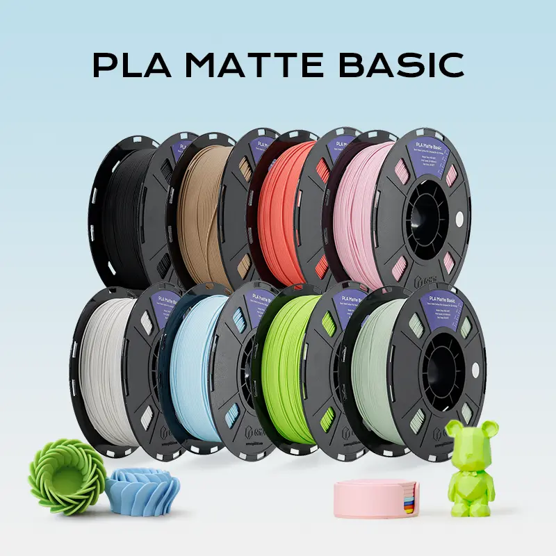 QIDI PLA Matte Basic 3D Printer Filament 1.75mm 1kg Spool (2.2lbs) - Corn Starch & Potato Starch Blend, Easy-to-Print, 300mm/s High-Speed Printing, RFID Auto Recognition, Compatible with Most FDM Printers for Artistic Pieces, 3D Printing, Easy Support Rem