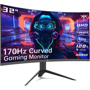 KTC 32" Curved Gaming Monitor QHD 1440P 170Hz Curved Refresh Rate HDR 1500R Ultra-Slim Design 1ms Response HDMI/DP/USB VESA Mount H32S17