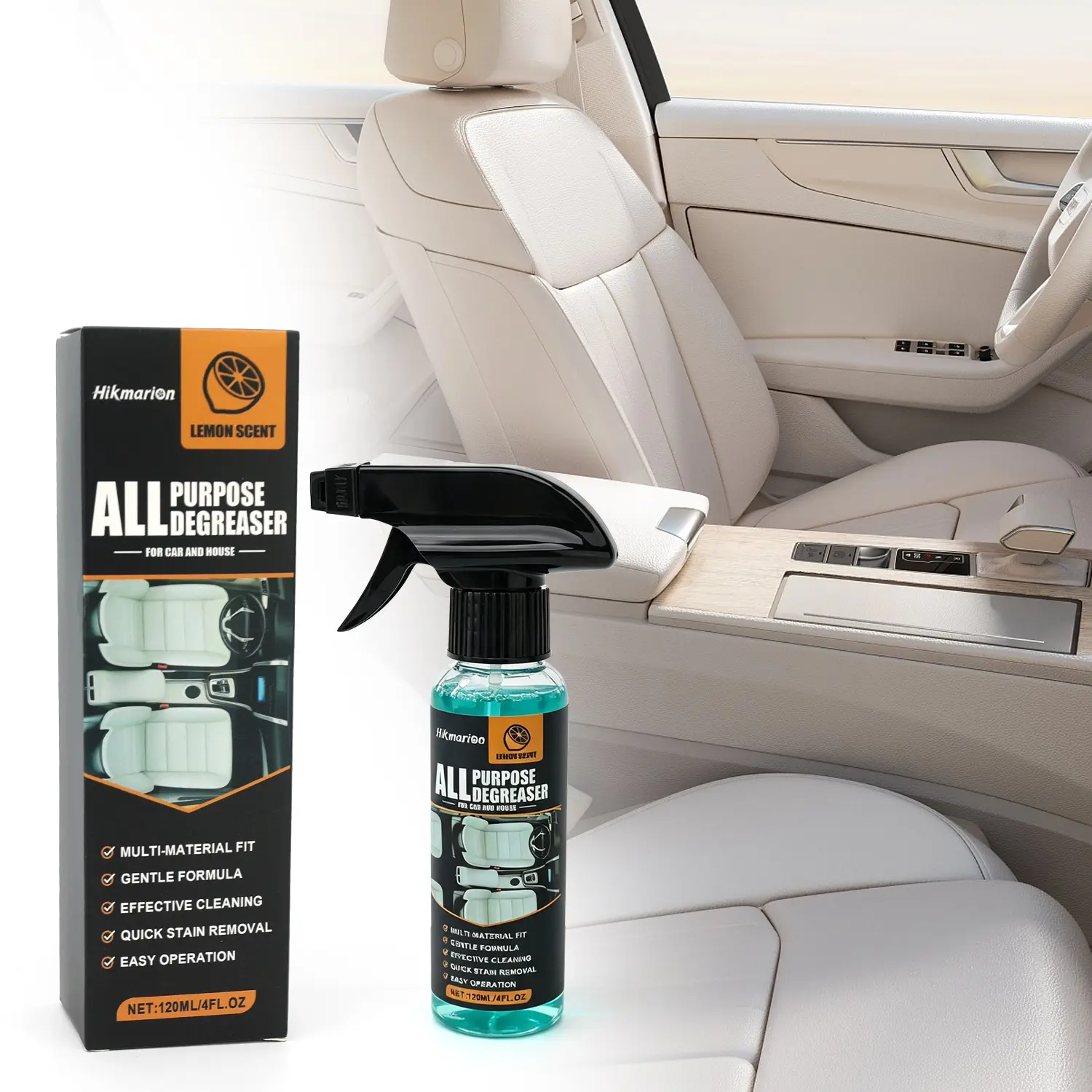 All Purpose Degreaser for Car and House, Lemon Scent Mulit Heavy-Duty Cleaning Spray, Car and House Multi-purpose Cleaning Spray, Quick Stain Removal For Cars Kitchen