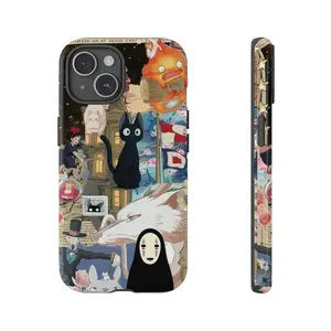New style Studio Ghibli Collage Phone Case for iPhone - Anime Cartoon Aesthetic Protective Cover - Ghibli Cover for iPhone 11/12/13/14/15/16/17