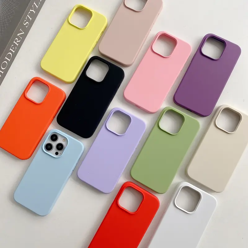 Premium Liquid Silicone Smartphone Case - Drop-Resistant, Solid Color, Lens-All-Inclusive Protection for iPhone 11/12/13/14 Pro Max/14 Plus/15/15 Pro/16/17 Air/17 Pro Max - Handheld Cellphone Devices Accessory for Men & Women