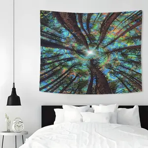 Forest Sky Pattern Durable Decorative Tapestry, 1 Count Wall Hanging Decor, Aesthetic Tapestry for Bedroom Home Office Decor with Free Installation Accessories