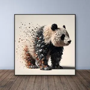 Panda Pattern Bear Diamond Arts Colorful Painting Kit without Frame, DIY 5D Diamond Arts Crafts for Bedroom Home Wall Decor