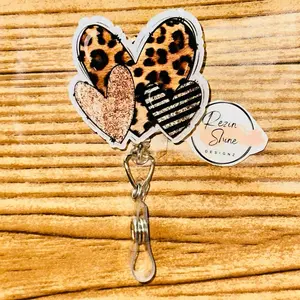 Animal Print Hearts Badge Reel